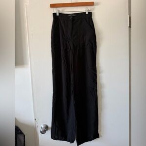 Zara Black Wide-Leg Cargo Trousers